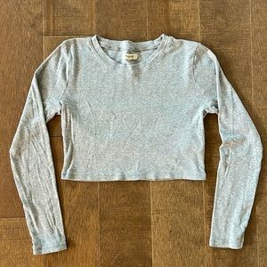 Madewell Fine Ribbed Supercrop Crewneck Long-Sleeve Tee - Women’s Size Medium